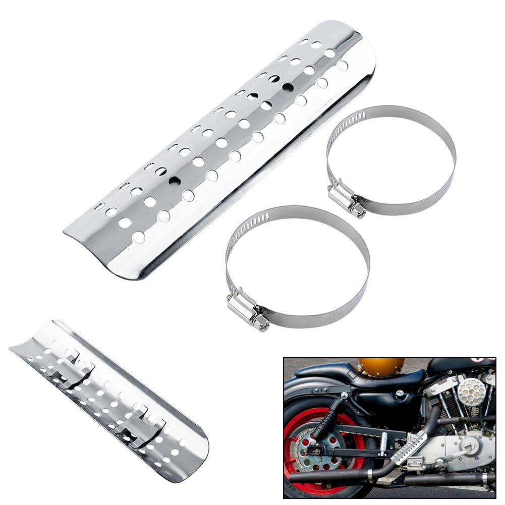 Escudo térmico de Escape de Motocicleta, Cubierta Protectora de Calor de Motocicleta, Cubierta de Tubo de Escape Recta de Escudo térmico de Agujero de Motocicleta Universal(Plata)