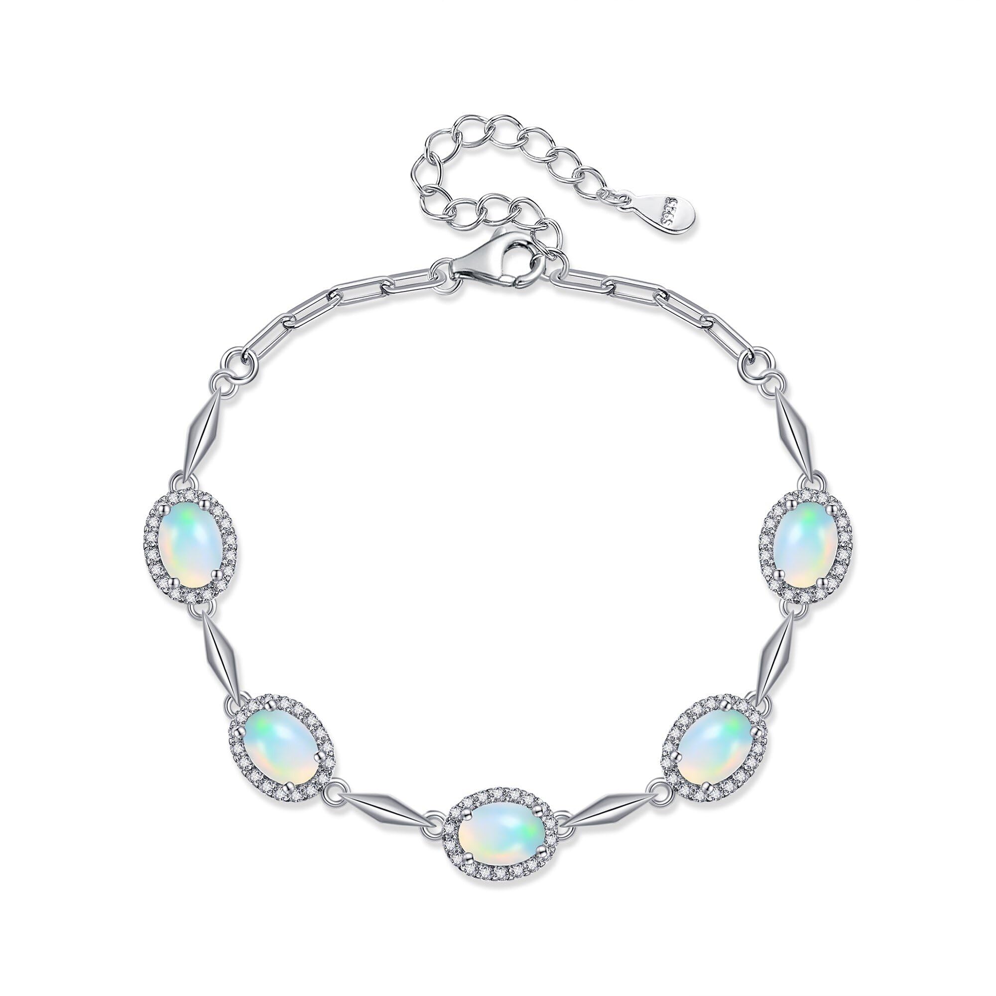 Keltisches Knoten Armband Aus 925 Sterling Silber Mit Opal – Verstellbar 23,5 Cm, Für Frauen & Teenager
