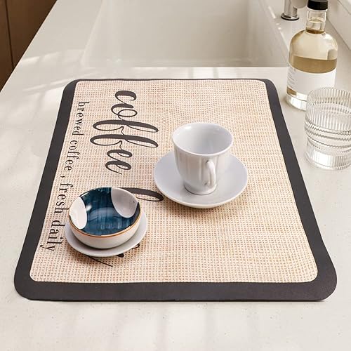 Miniatura 6 de Tapete de café para barra de café, con parte trasera de goma absorbente de manchas y secado rápido para cocina, tapete para cafetera, para