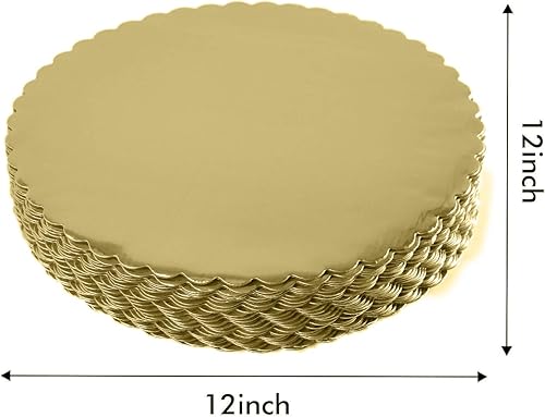 Miniatura 2 de 25 piezas Tablero redondo dorado de 12 pulgadas tablero de base circular desechable para tartas placa redonda con revestimiento para pasteles base