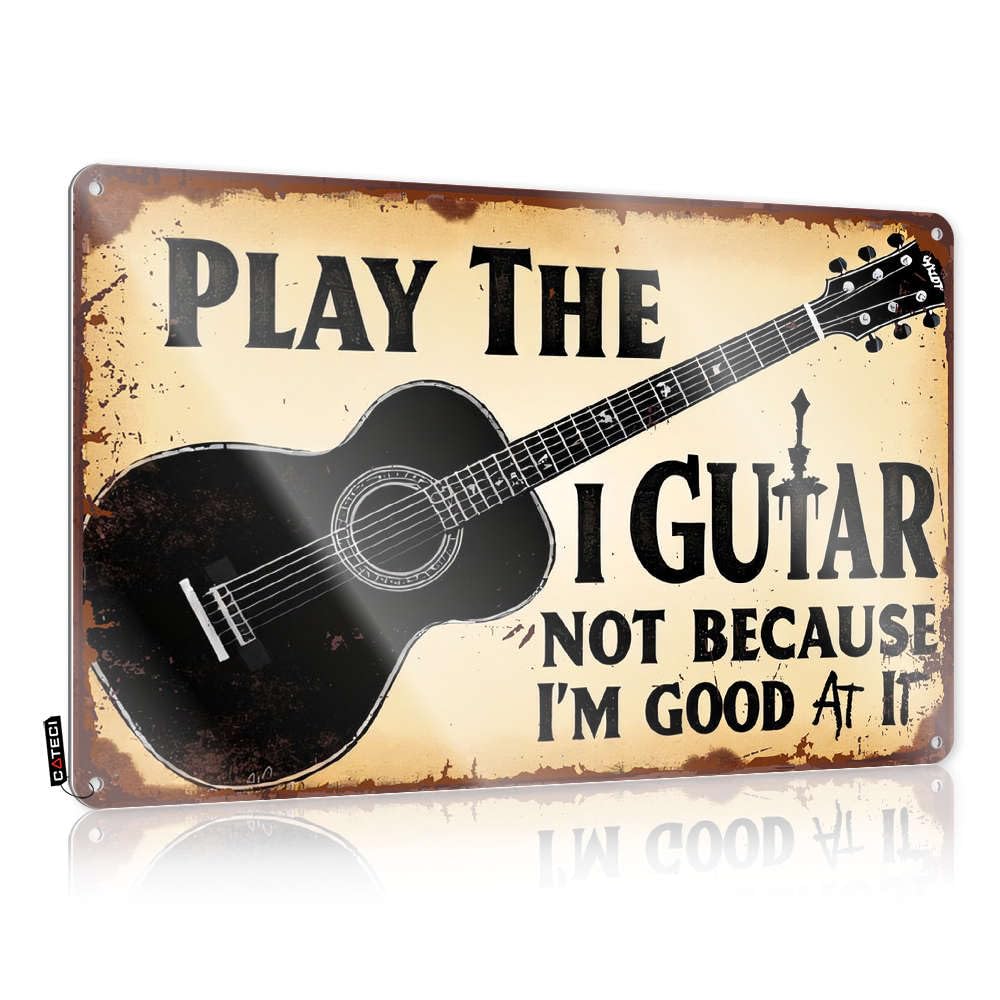 Tinsign Gift For Boss Art | Play Guitar Not Because Good At It Cute Decorative Wall Art Ready To Hang For Porch(30X40CM)