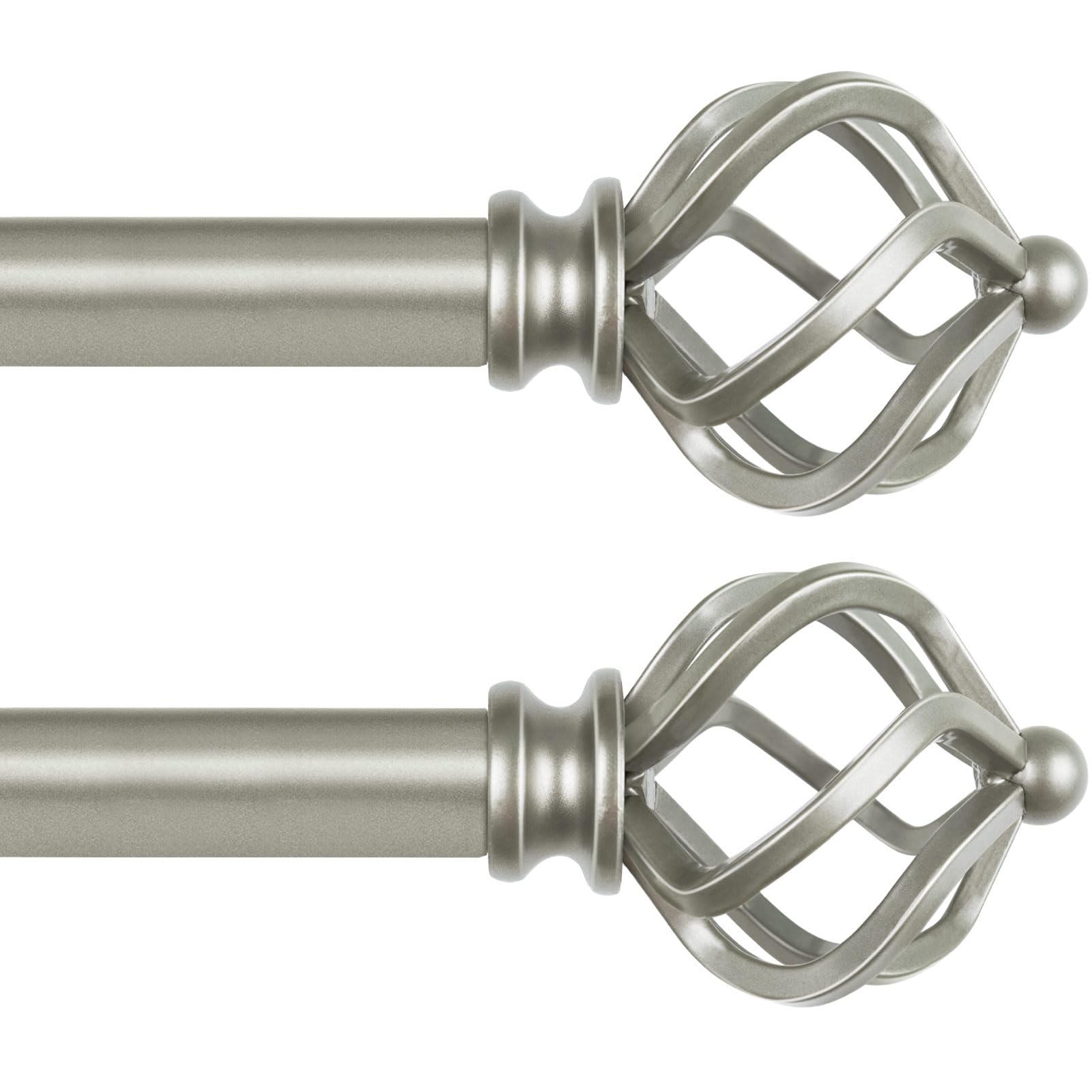 KAMANINA 2 Pack Extendable Curtain Poles Antique Silver 80-148cm, for Patio