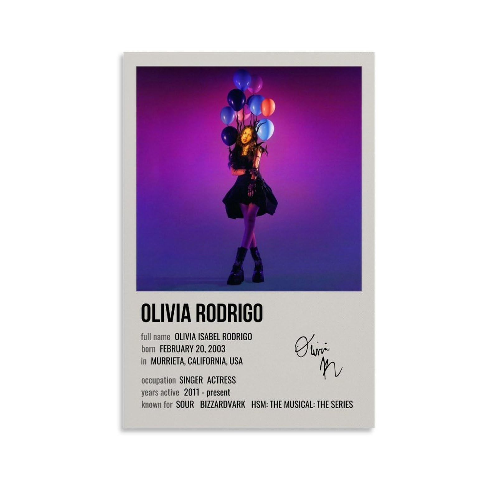 Maynuo Olivia Poster Rodrigo 90s Singer Star Cover Canvas Art Painting Decor Wall Posters Bedroom Gym Decorative Gift 12x18inch(30x45cm)