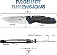 Vista 5 de Dispatch Axis Lock - Cuchillo de bolsillo plegable con clip, hoja de acero D2 de 3.27 pulgadas y mango de fibra de carbono, cuchillos plegables