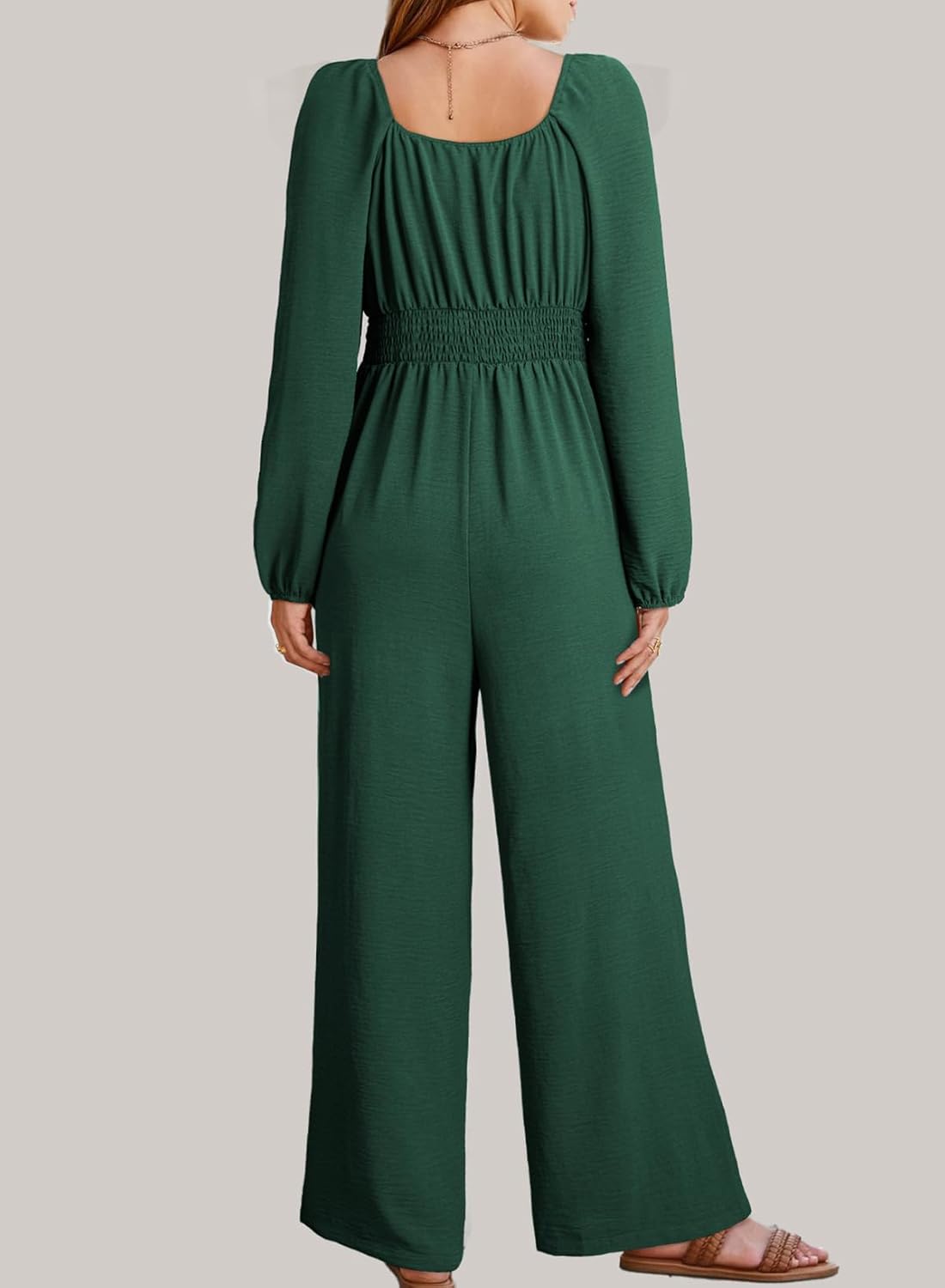 Dokotoo Jumpsuits for Women 2026 Spring Long Sleeves Square Neck Button Decoration Rompers Overalls with Pockets - Image 3