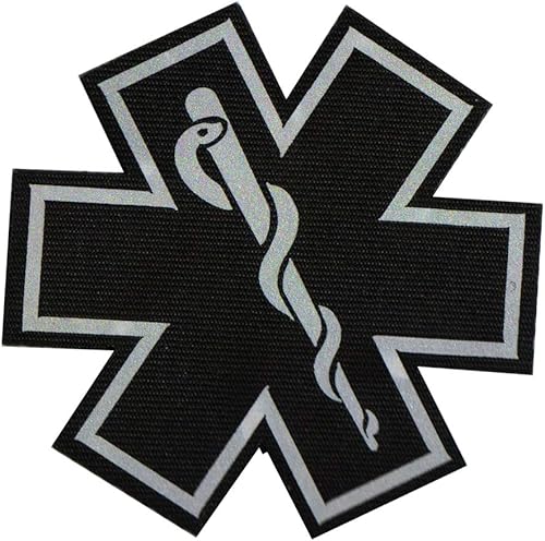 Vista 6 de Parches reflectantes para médicos, 2 unidades, con gancho en el reverso, color negro de 2.76 pulgadas