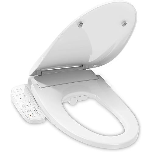 FlexiHome Electronic Bidet Toilet Seat with Smart Control Panel, Cleansing Water, Adjustable Spray Pressure And Position, Air Dryer, Soft Closing Lid, Heated Seat, Nightlight, Elongated White