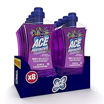 ACE Pavimenti Igienizzante Lavanda ed Oli Essenziali, Senza Candeggina, 8 Flaconi da 1 Litro