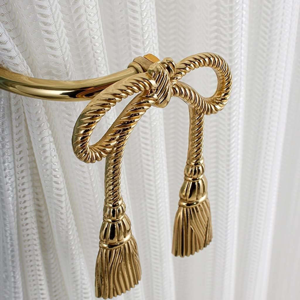 Curtain Hook Brass Twine Bow Decorative Curtain Holdbacks Curtain Tiebacks Drapery Hooks Wall Hooks for Curtains, size