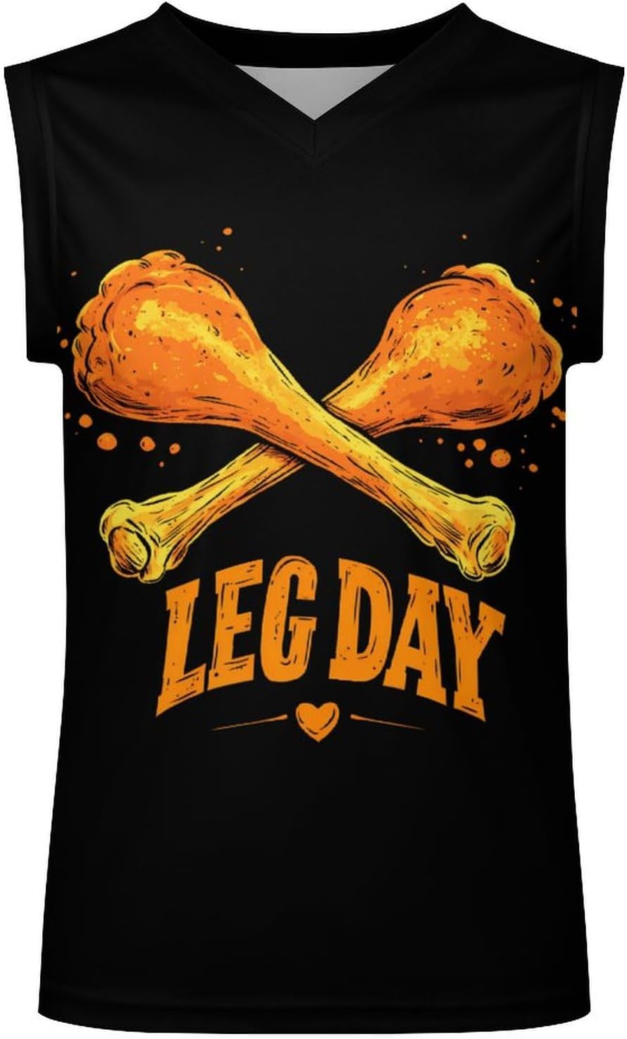 Leg Day Thanksgiving Day Men's V-Neck Basketball Tank Top Sleeveless Workout Tank Shirts Gym Fitness Tees Vest