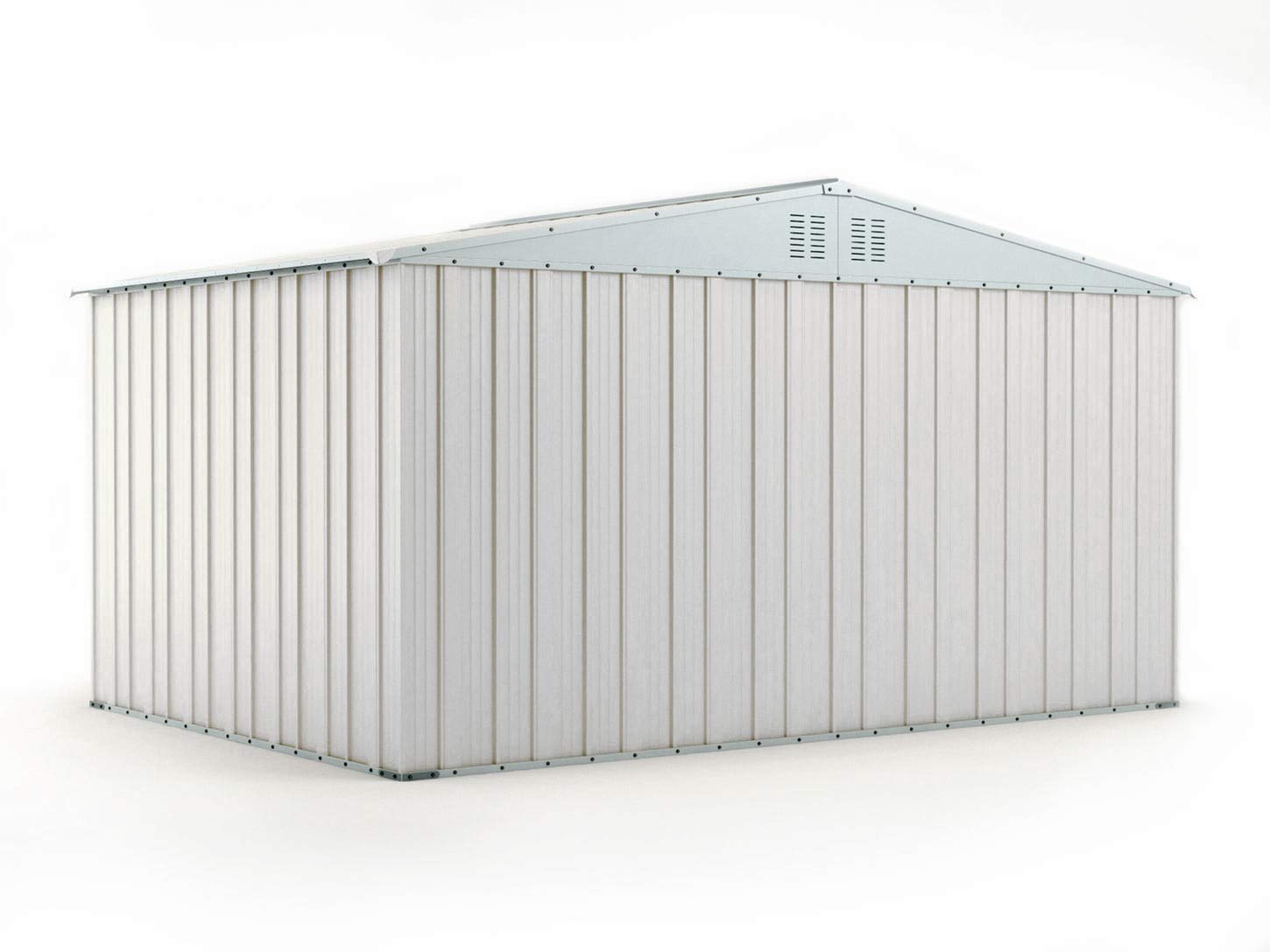 Box in Acciaio Zincato Casetta da Giardino in Lamiera 4.03 x 2.69 m x h2.17 m - 149 KG – 10.84 metri quadri (Bianco)