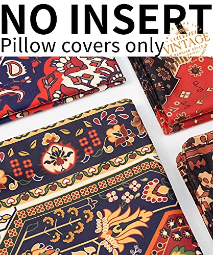 Colorpapa Red Pillow Covers 18X18 Set Of 4 Boho Decorative Throw Pillows For Couch Living Room Cushion Bed Outdoor Persian Carpet Home Decor #TOP4