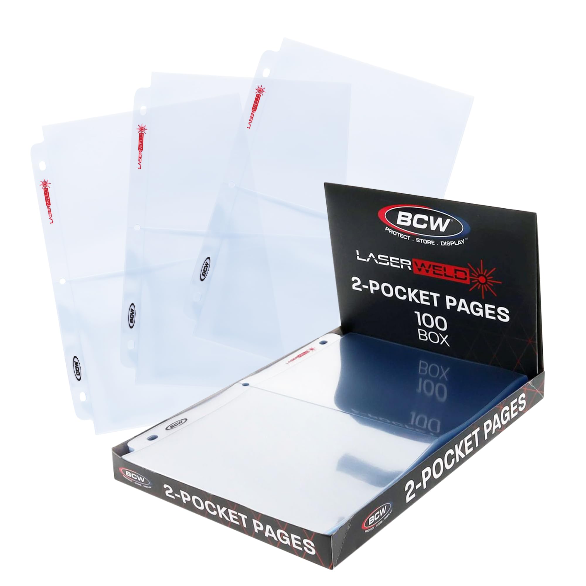 BCW LaserWeld 2-Pocket Photo Page - 100ct | Holds Two 5"x7" Photos or Cards | Acid-Free, Archival Polypropylene | Flat Design Laser-Welded Seams | Ideal for Photo Albums, Trading Cards, Postcards