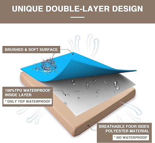 Miniatura 3 de Mecerock Protector de colchón, protector de colchón impermeable transpirable y suave, funda de colchón, funda de colchón camello tamaño Queen