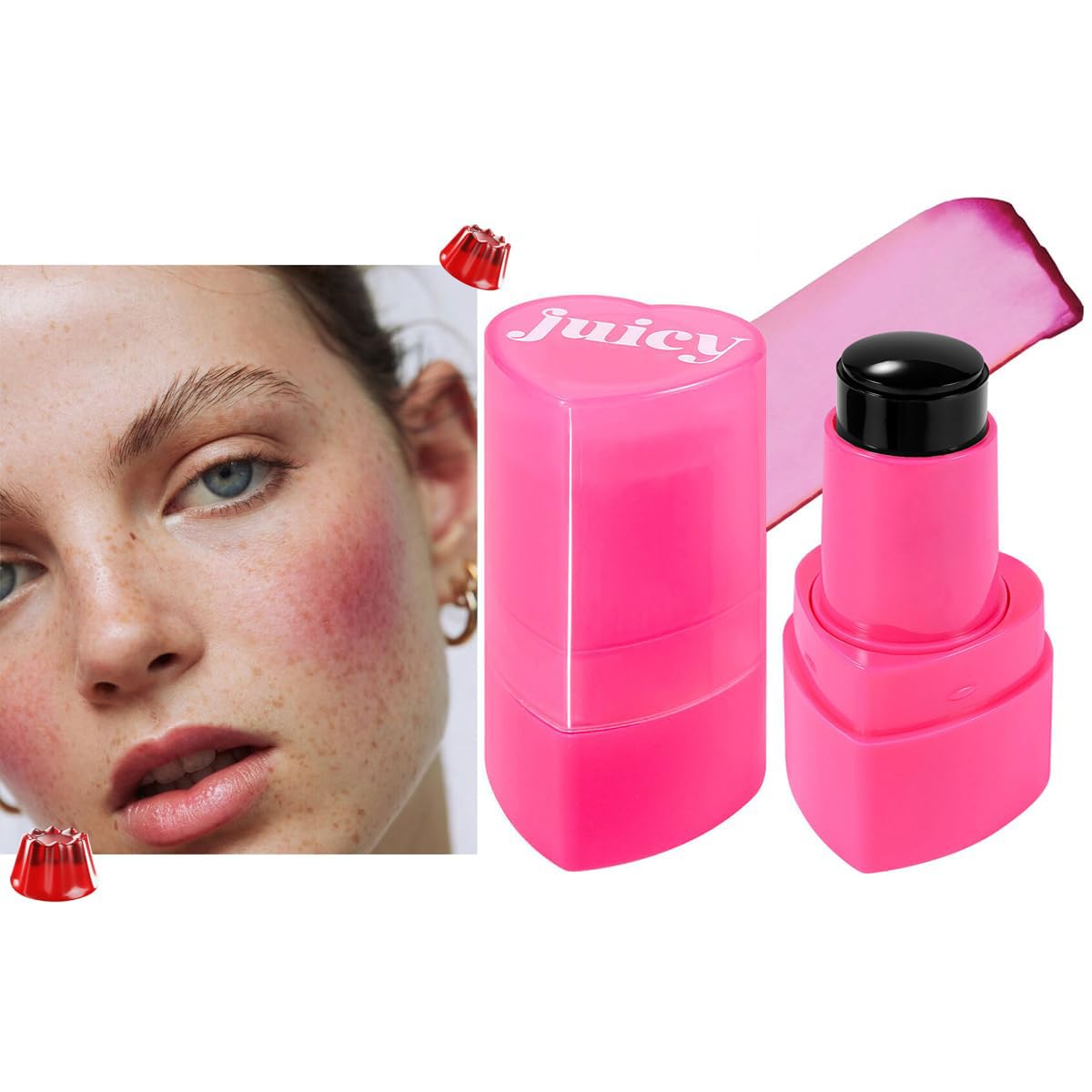 Multi-Use Water Jelly Tint Stick Sheer Lip & Cheek Stain Finish, 3-In-1 Cheek Blush & Eyeshadow & Lip Tinted Long-Lasting Moisture - 1,000+ Swipes Per Stick (# 02, 0.32oz) # 02 0.32 Fl Oz (Pack of 1)