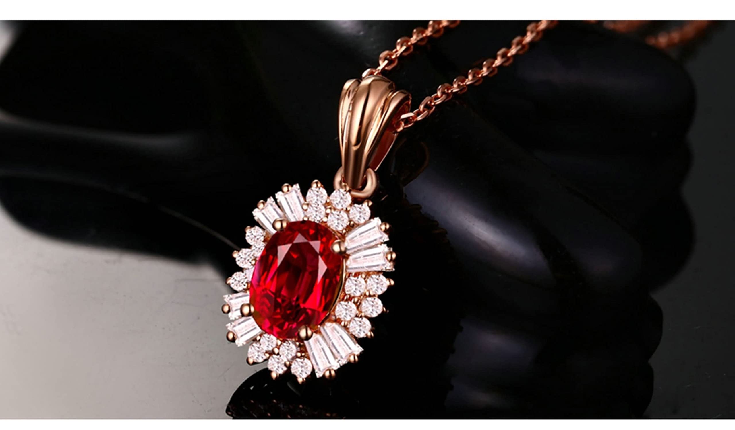 XANAYXWJ Damen-Halskette, Anhänger-Halskette aus 18 Karat Gold mit Edelstein, luxuriöse Dame