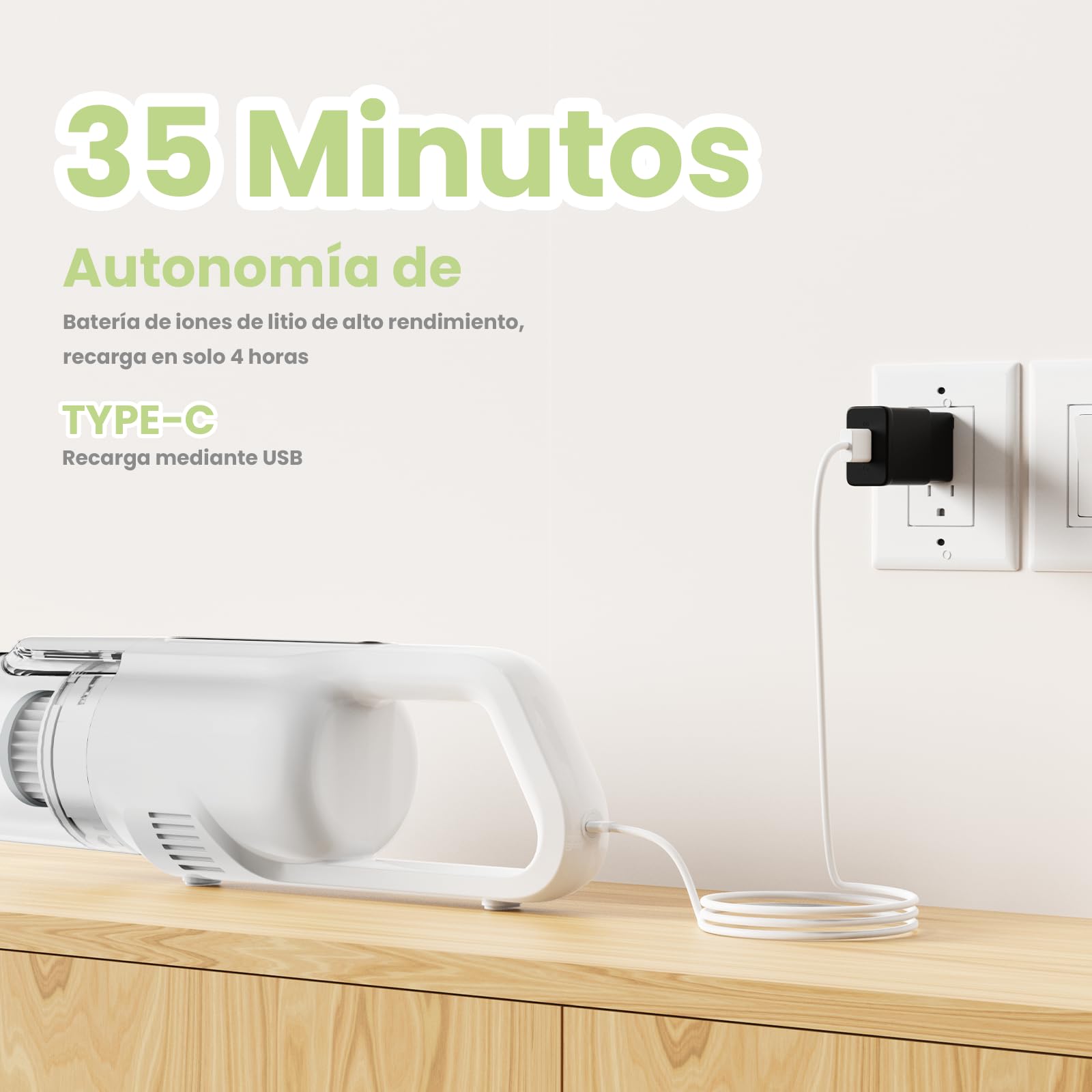 Suirviz U5PRO Aspiradora sin Cable 28000Pa, Escoba Aspiradora Ligera Vertical y de Mano, Filtro HEPA Lavable, Sistema Antienredos, para Suelos Duros, Mascotas, Hogar y Coche