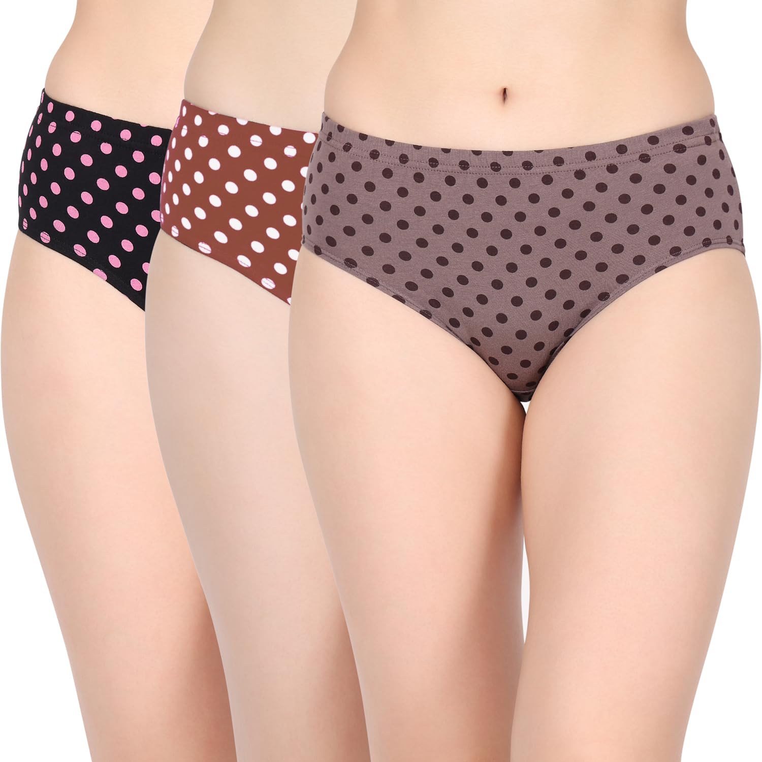 BodyX Womens Combed Cotton Spandex Multi Solid Premium Assorted Brief BX515-Pack of 3-image-40