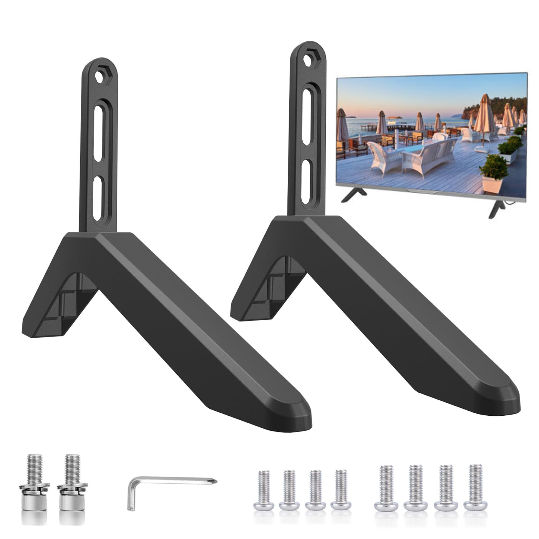 2 Pezzi Black TV Stand in Alluminio in Lega Universale Television Stand per 32-75 TV Pesante Stabile Stabile Accessori sostitutivi