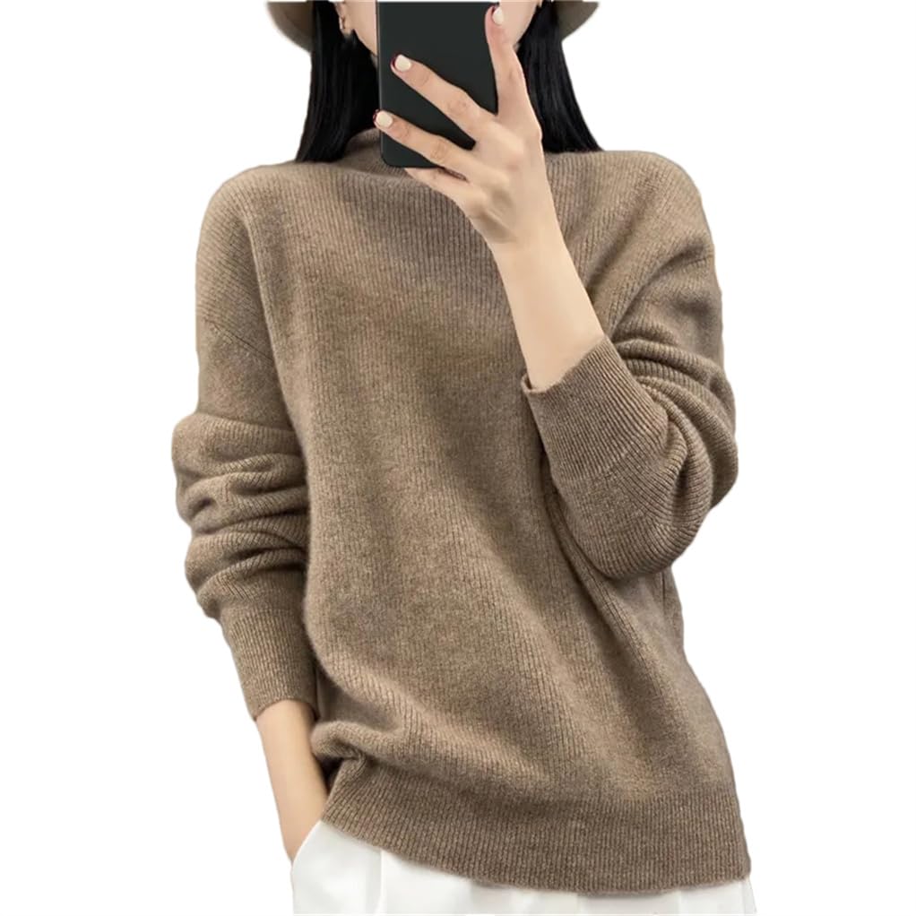 Maglione da donna a collo alto slim fit lavorato a maglia caldo a maniche lunghe in lana