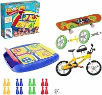 Jogo Tabuleiro Ludo Kit Bicicleta De Dedo Com Skate Board