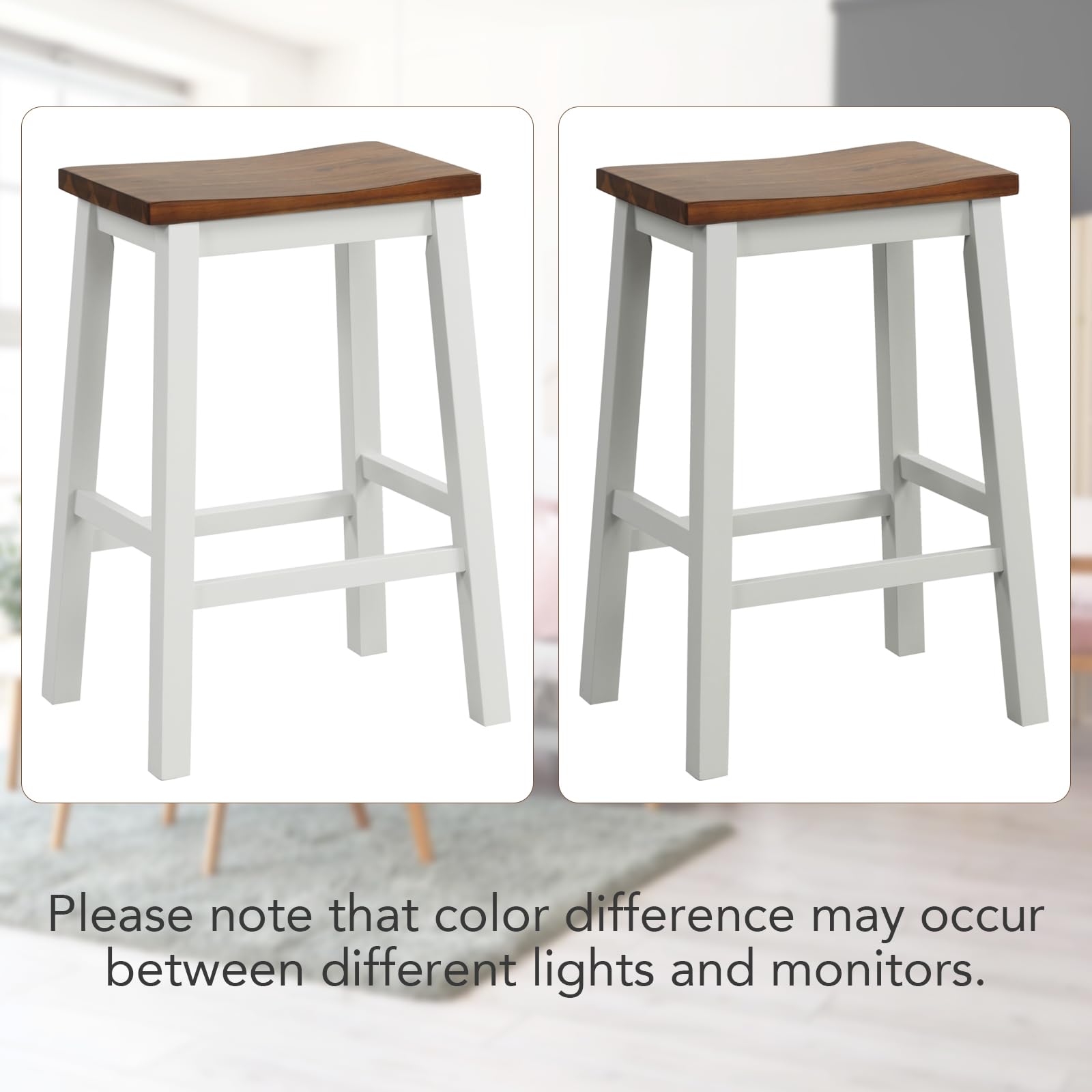 Amazon.com: COSTWAY 24.5 Inch Bar Stools Set of 2, Solid Wood