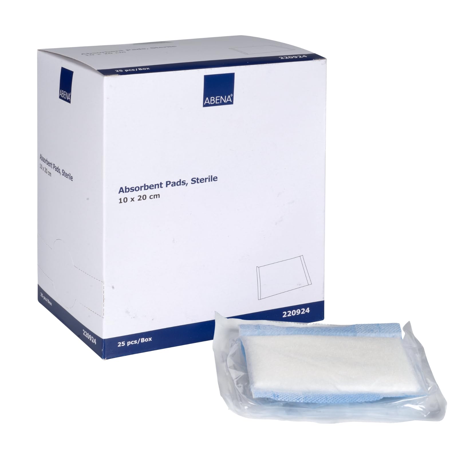 ABENA Liquid Repellent Gauze Pads, 25 Individually Packed Gauze Dressings for Wounds Sterile, 10x20cm Soft Absorbent Non Woven Swabs, Non-Adhesive Liquid Repellent Dressings for Wounds