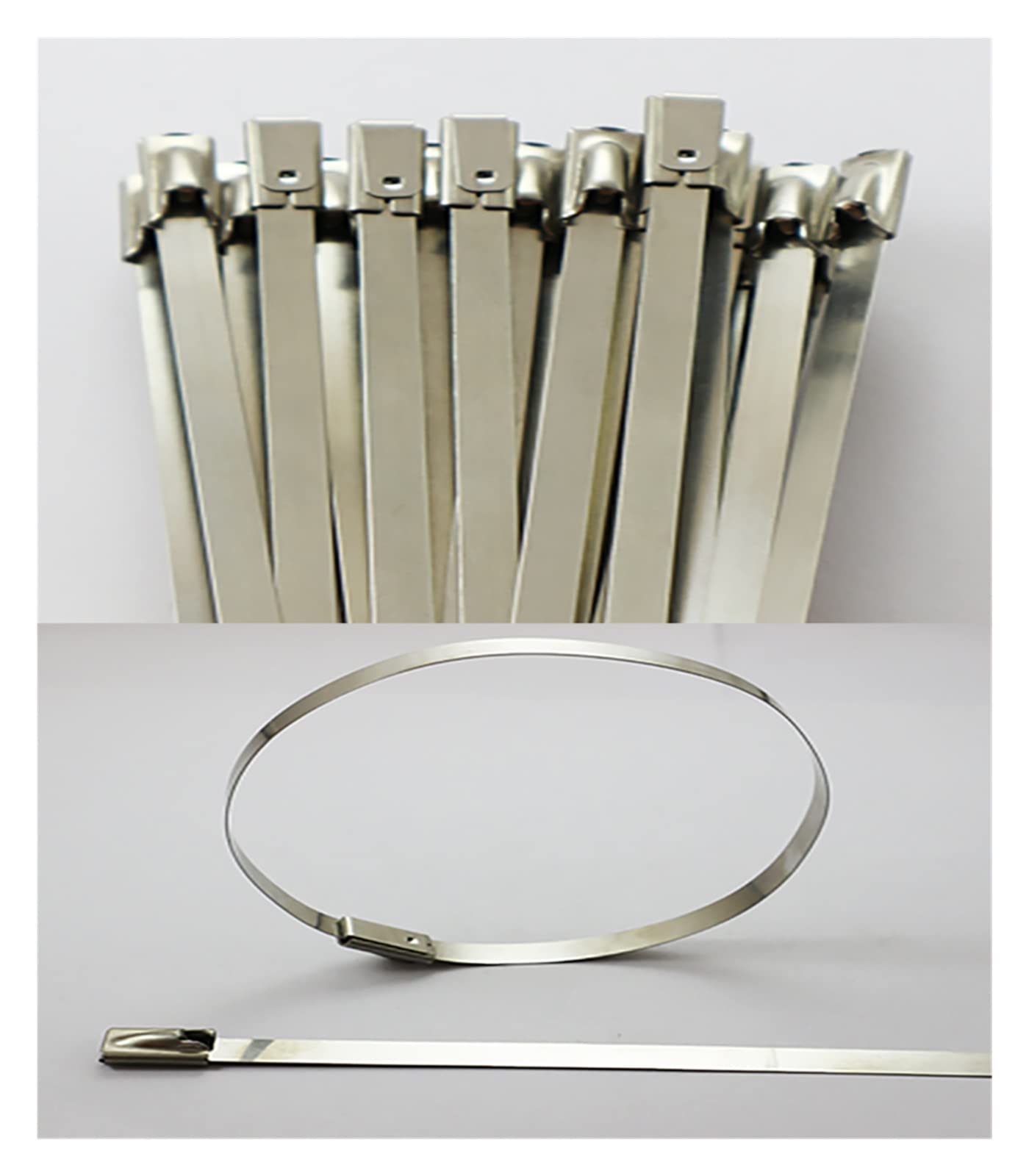25 pz 4.6x100/150/200/260/300/350/400 A 700mm Fascette in Acciaio Inossidabile con Chiusura in Metallo Zip-Scarico Avvolgimento Rivestito (Colore : Argento, Dimensioni : 25pz 4.6X600) (Argento 25pz