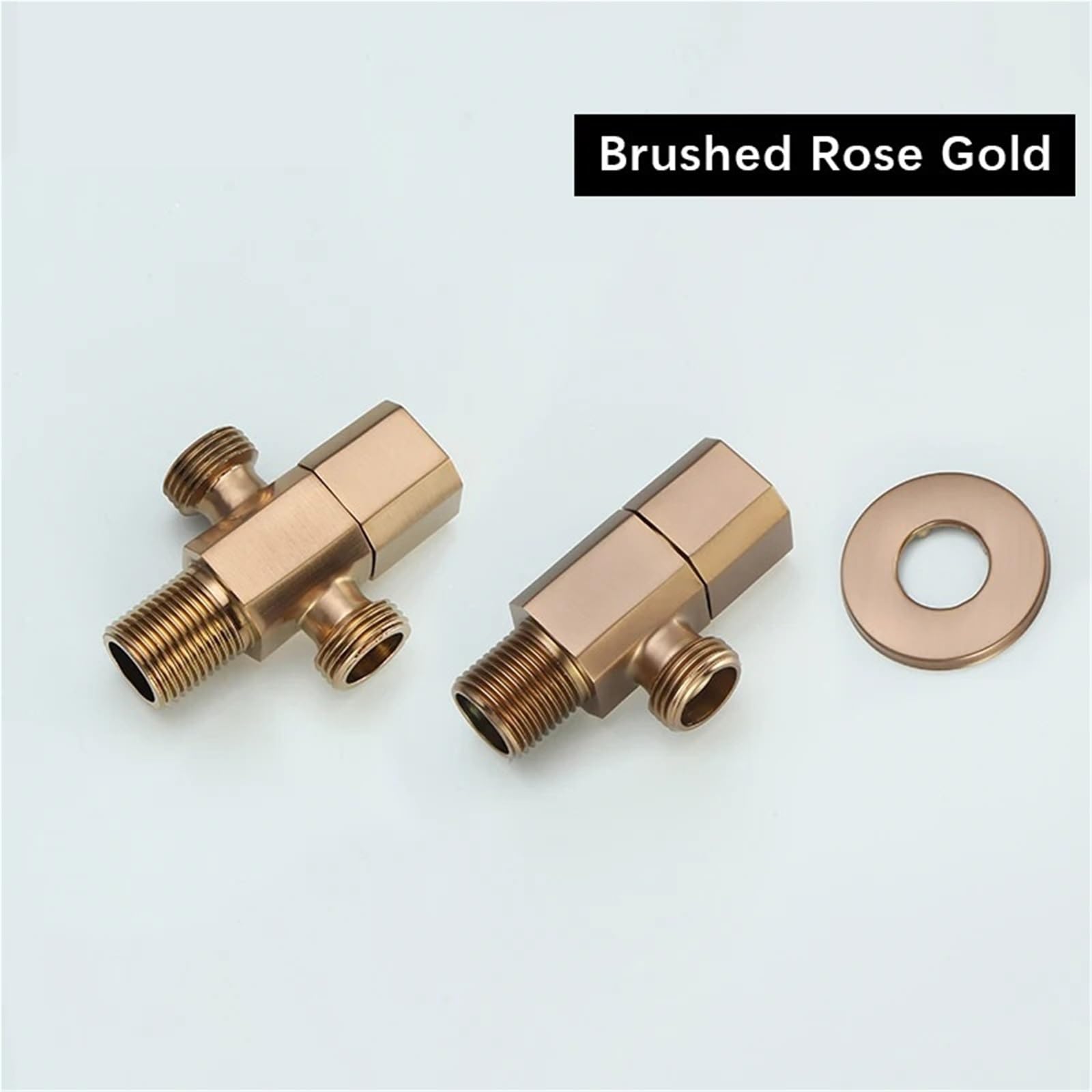 Válvula angular for grifo, válvula montada en la pared de latón macizo, salida doble única, accesorios baño dorados G1/2" para bafieras y duchas(Golden Dual)