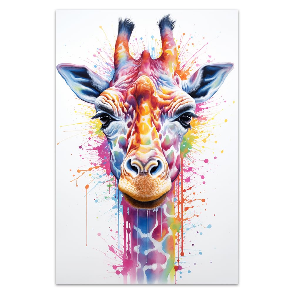 COTAIL Unframed Canvas Wall Art For Bedroom Office Wall Decor, 18x12in Giraffe Graffiti Wall Decorations For Living Room Painting Pictures Artwork For Modern Posters Prints Home Decor