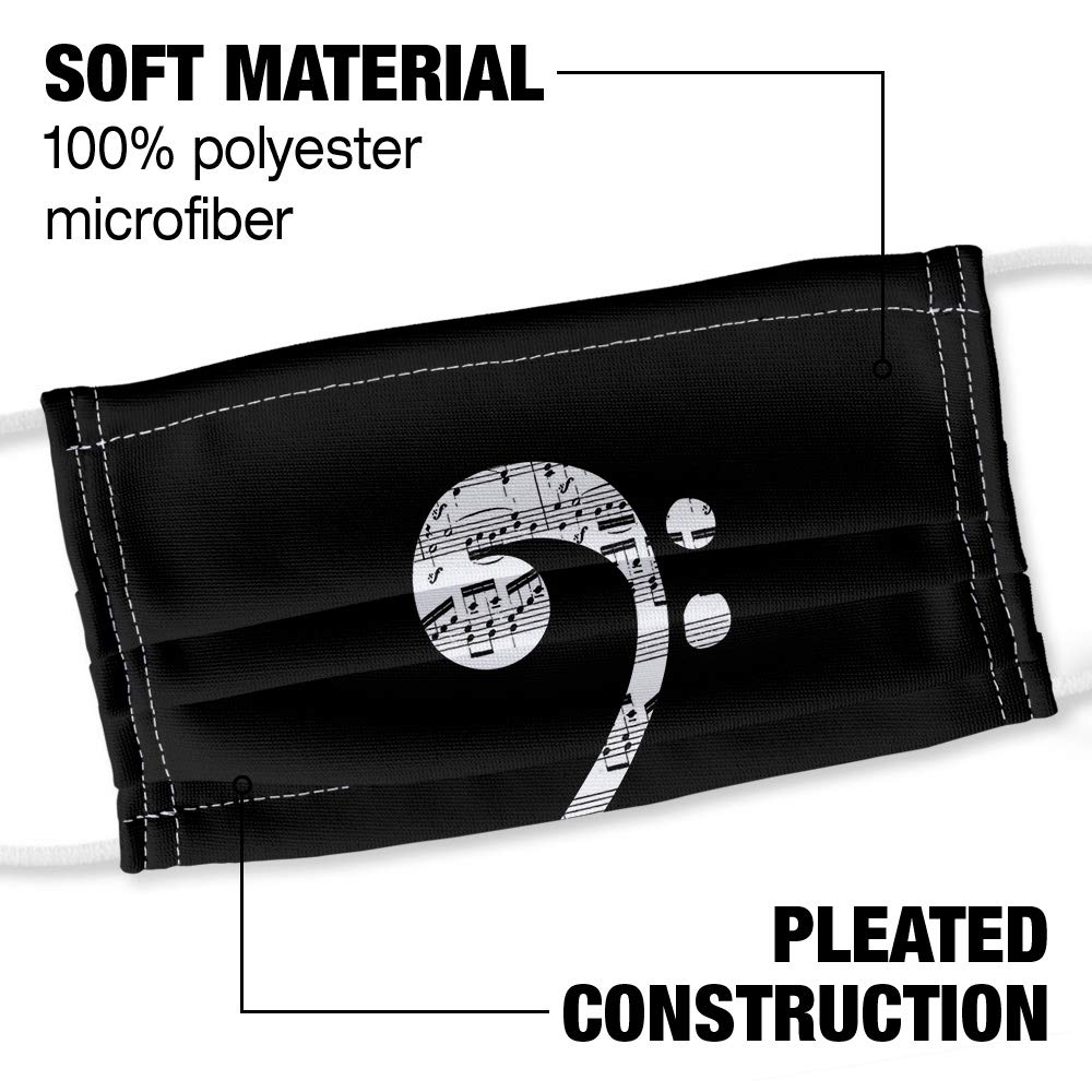 Sheet Music Bass Clef Music 1-Ply Reusable Face Mask Covering with Adjustable Nose Wire, Unisex