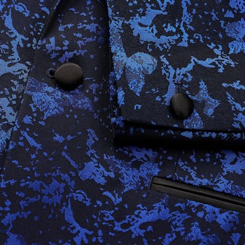 Men's Slim Fit Floral Pattern Peak Lapel Tuxedo Dinner Jacket4