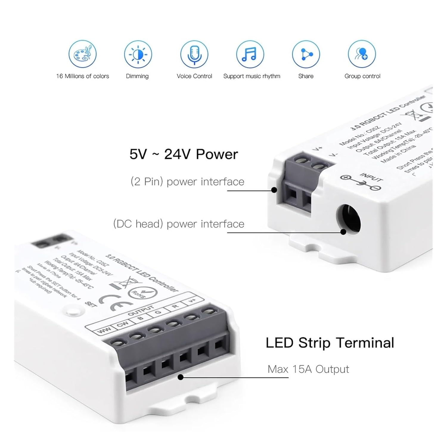 3.0 LED dimming Controller RGB RGBW CCT DC5V-24V(Single Color Dimmer)