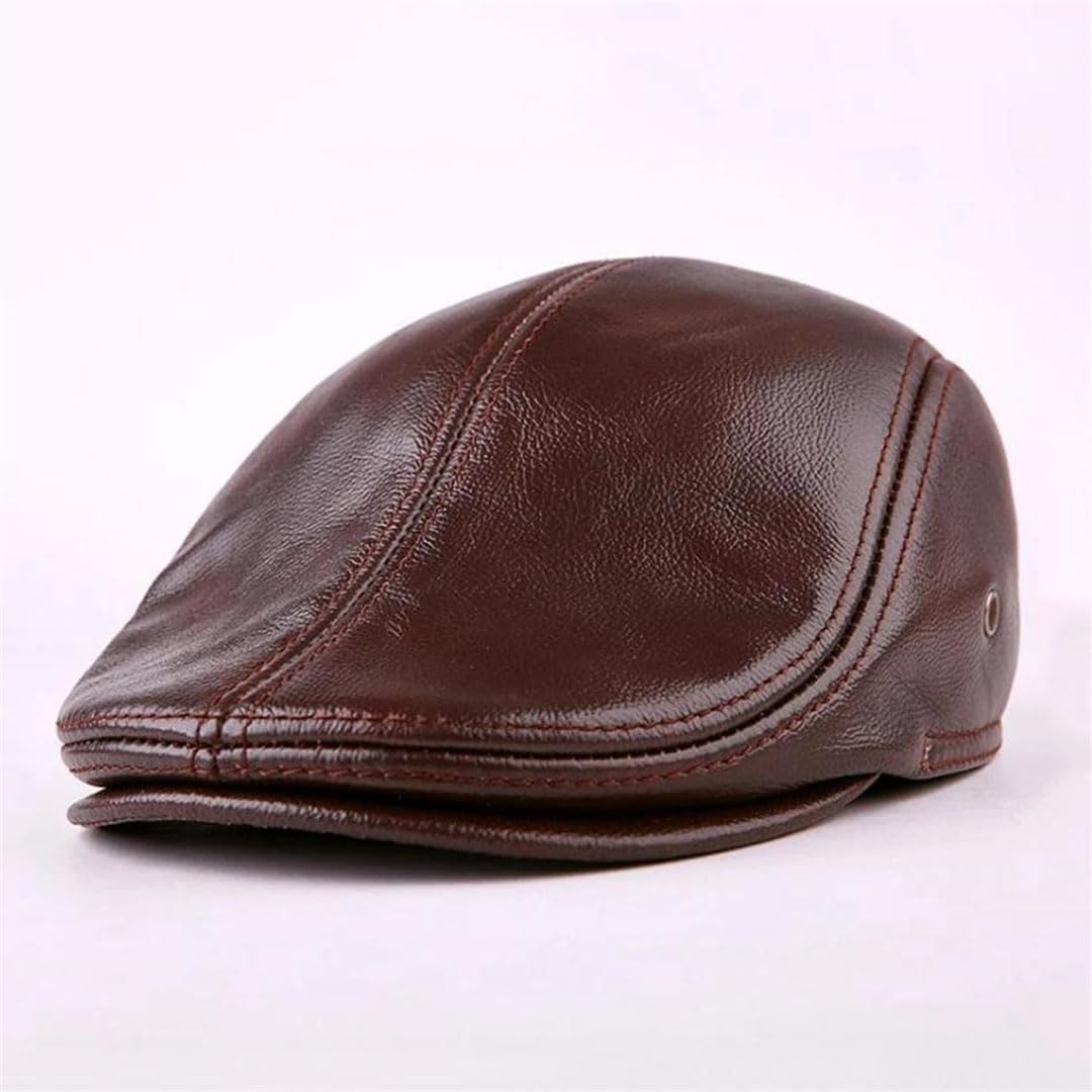 Boina clásica para hombre, de piel auténtica, para invierno, con pico de pato