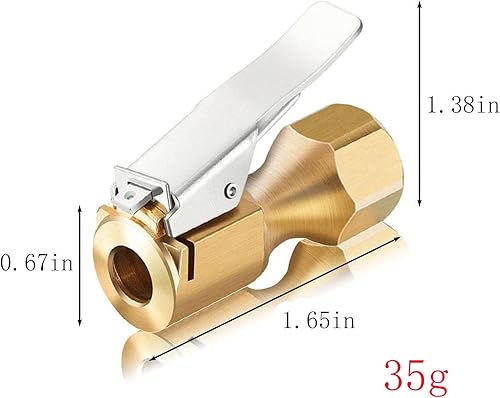 Miniatura 3 de Portabrocas de aire de latón, mandril recto de flujo abierto con clip de bloqueo para compresor de medidor de inflador, accesorios amarillos