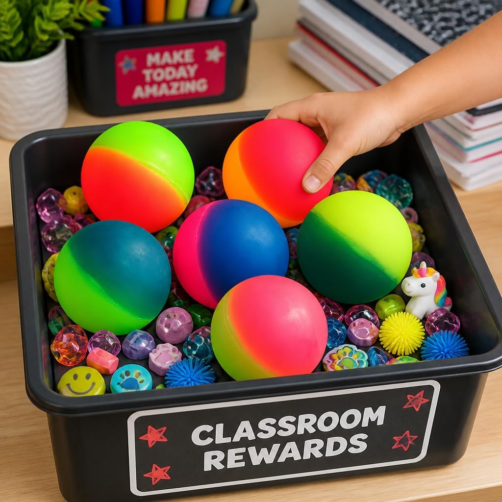 Jumbo Super Bouncy Balls (Pack) - 2.35-Inch Assorted Color Rubber Balls | 60 mm High-Bounce Balls for Party Favors, Carnival Prizes, Goodie Bags, Classroom Rewards, Outdoor Games & Everyday Play