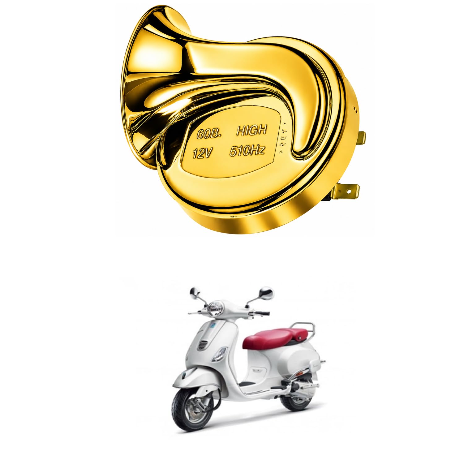 Universal 12V Snail Tweeter Horn 300dB Super Loud Waterproof Electric Horn, Premium Chrome Finish, Heavy Duty Brass Terminals for Car, Bike, Truck, SUV Comfortable With Elega-nte-image-5