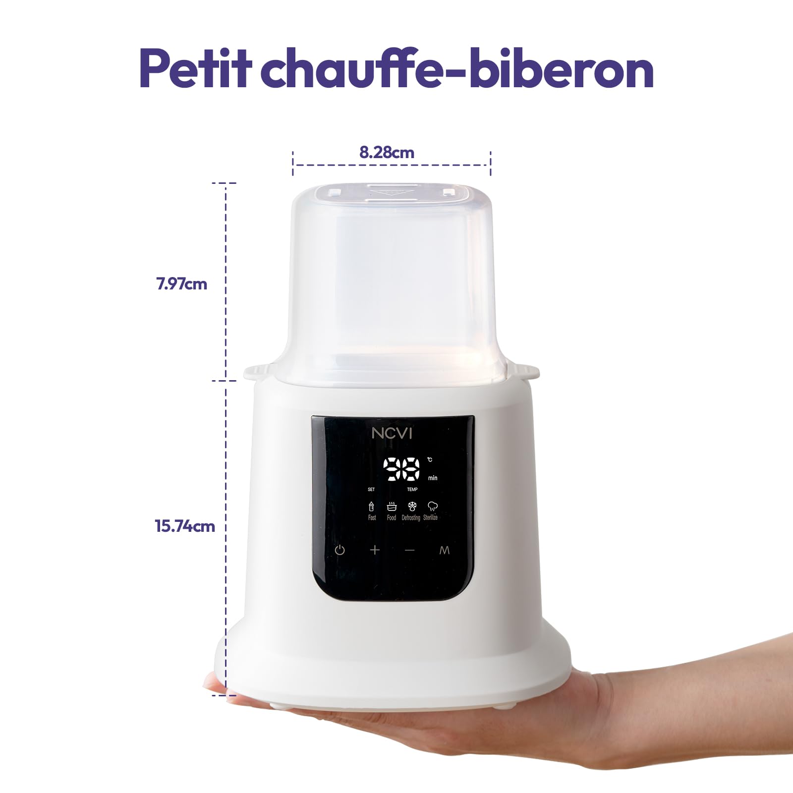 NCVI Chauffe-Biberon Électrique 8 en 1 Rapide (3min/40°C) avec Contrôle Intelligent - Stérilisateur Vapeur/Décongélation Sécurisée & Protection Surchauffe/Sec - Écran Tactile, Compatible Tous Biberons