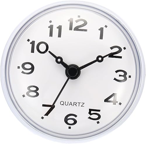 Miniatura 4 de PATIKIL Reloj de ducha impermeable, paquete de 2 mini relojes de pared silenciosos sin tictac con ventosa para baño, cocina, decoración del hogar,