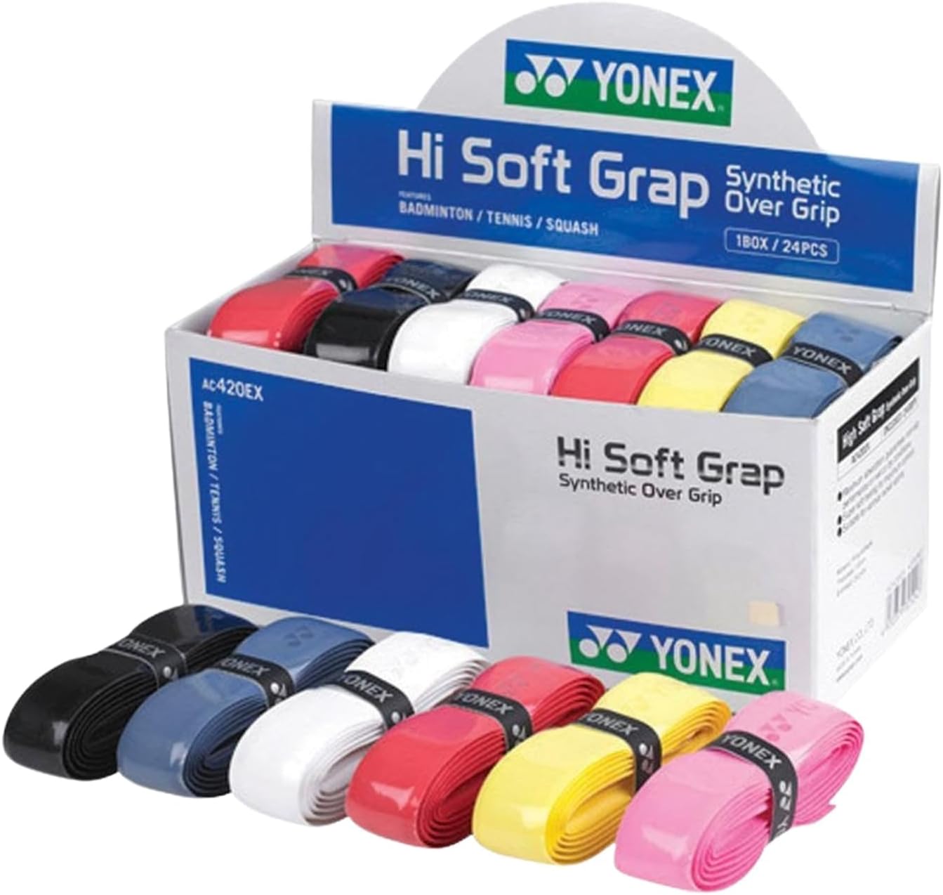 YONEX Unisex_Adult Hi-Soft Grip Assorted 24er Overgrip, Multicoloured, Standard Size