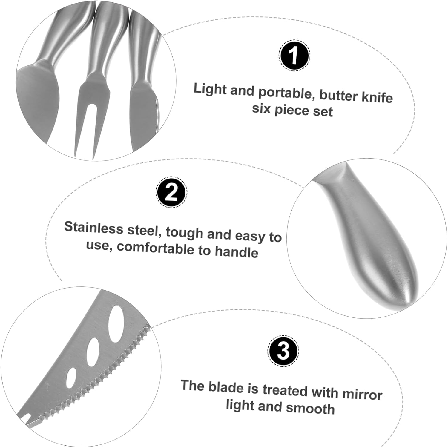 6-Piece Stainless Steel Cheese Cutter Set Hollow Handle Cheese Slicers Unique Design for Easy Cutting