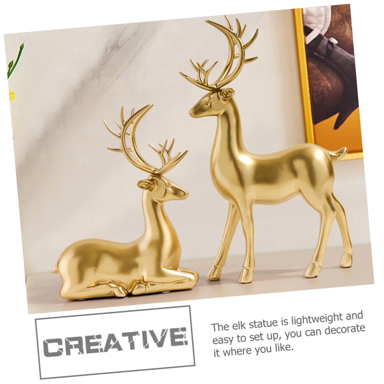 Ciieeo Scultura Di Cervide in Resina 2 Pezzi Decorazione Natalizia Da Tavolo Per Festa Di Natale Regalo Sicuro e Decorativo Per Ragazzo Ragazza Soggiorno e Cameretta