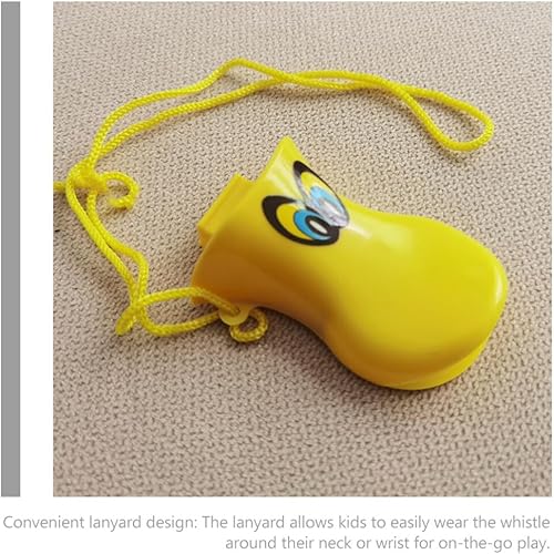 Miniatura 8 de SAFIGLE 10 silbatos de plástico con pico de pato, silbato de pato pequeño con cordón para regalos de fiesta de Navidad, rellenos divertidos de