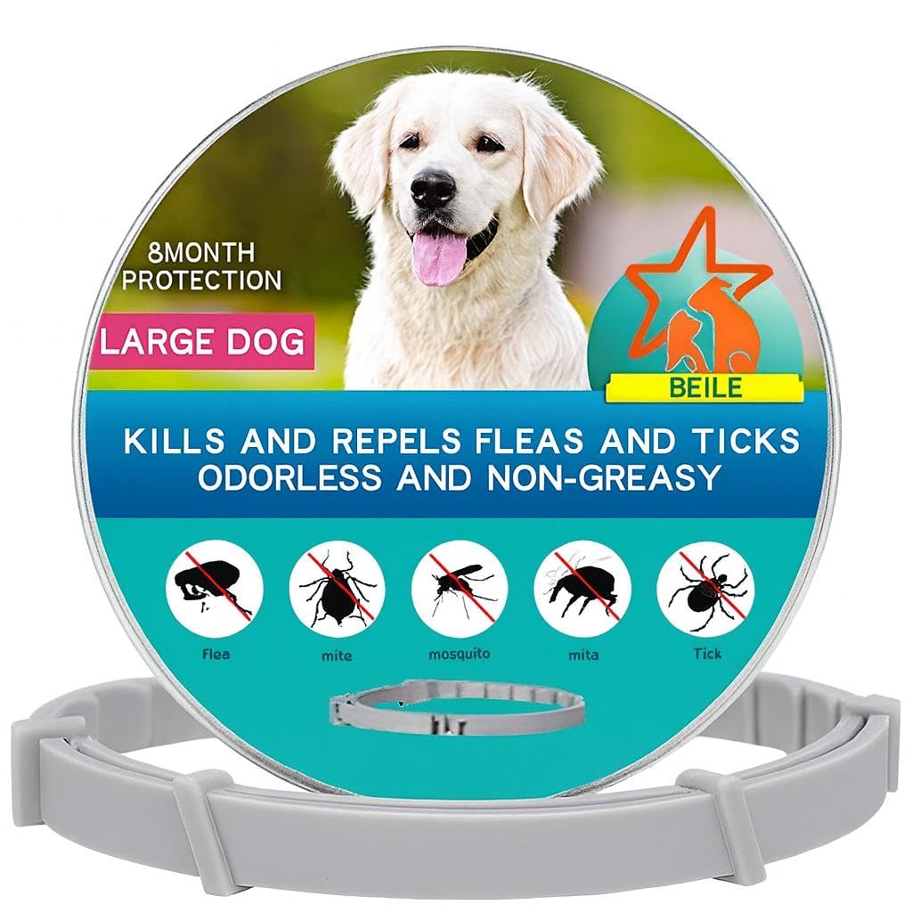 Collares Antiparasitarios para Perros - 8 Meses de Protección contra Leishmaniosis, Pulgas, Garrapatas, Mosquitos, Ácaros y Piojos - Collar Antiparasitario Perros Medianos y Grandes