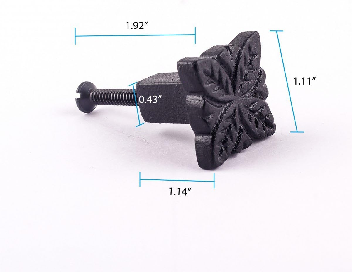Renovators Supply Manufacturing Flower Cabinet Hardware Iron Cabinet Knob Black Pack of 2