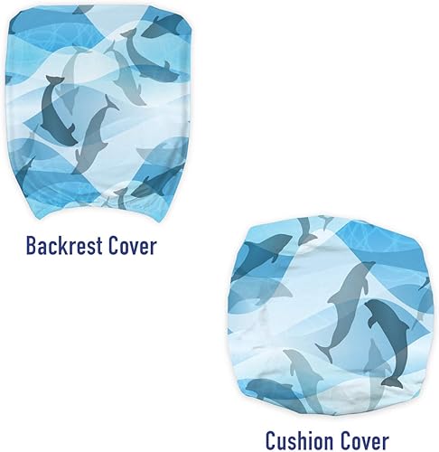 Miniatura 9 de Lunarable Funda protectora para silla de oficina para acuario, diseño de peces de colores y perca, diseño de animales del mundo subacuático, funda