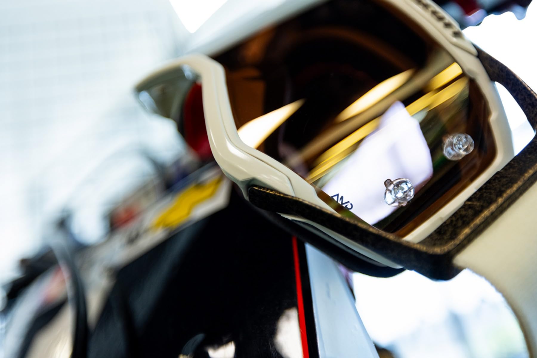Scott Prospect Pro Circuit AMP MX Offroad - Gafas Proteccion Sol color blanco/marrón con lente cromada dorada