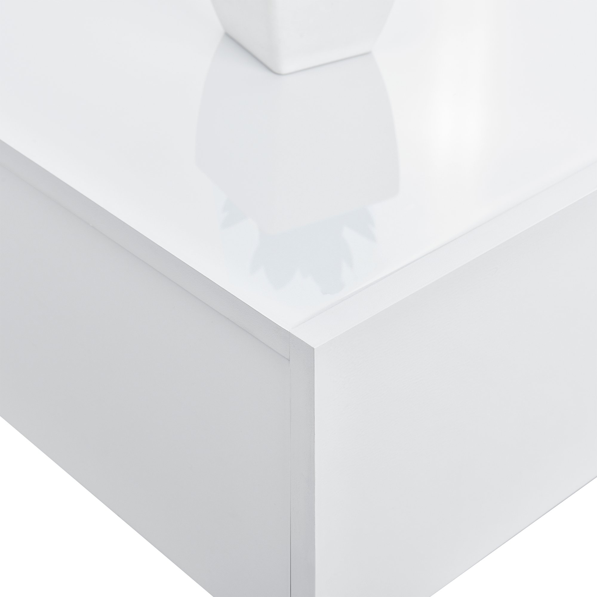 [en.casa] Mensola da Parete con Cassetto Integrato Comodino Sospeso Mobiletto Salvaspazio per Camera da Letto Ingresso Soggiorno 46x30x15 cm Design Minimalista - Bianco Lucido