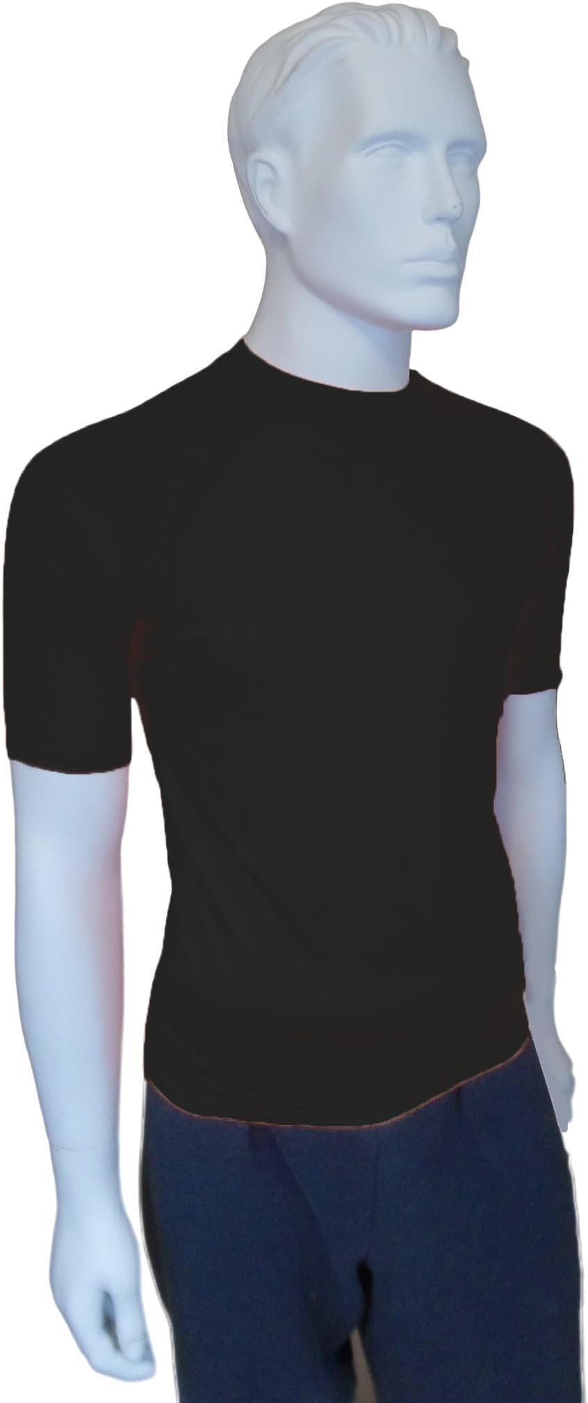 Sunshine Zone Mens Short Sleeve (SS) Snug Fitting Rash Guard, Swimming Shirt, UV Protection 50+ (Black, Medium)