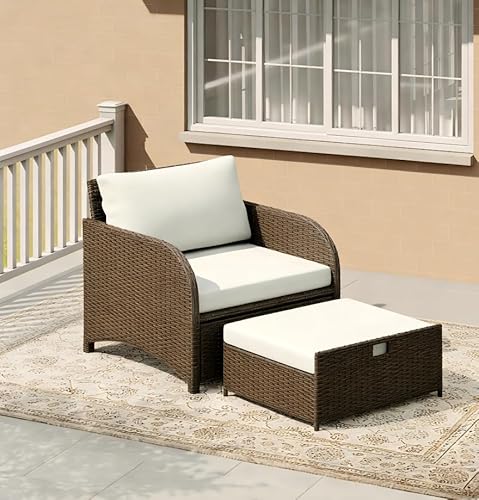 Garvee Balcony Furniture Patio Conversation Set, PE Wicker Rattan Outdoor